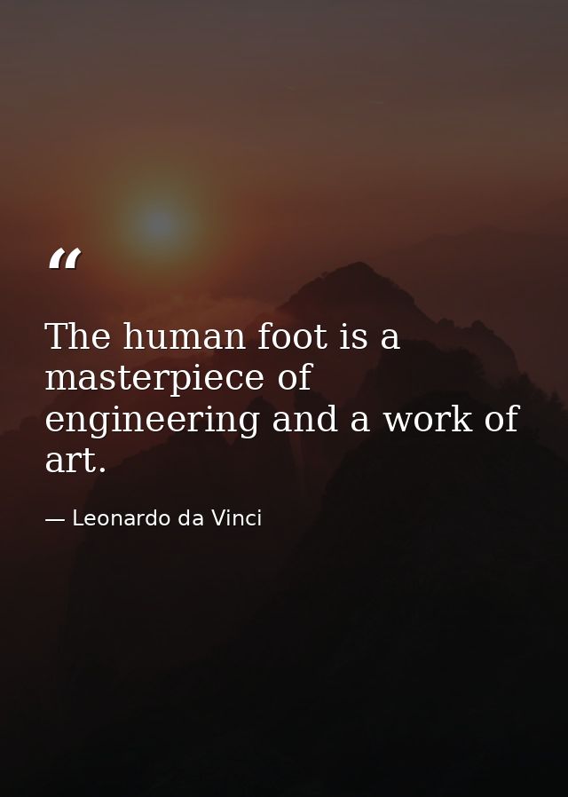 The human foot is a masterpiece of engineering and a work of art. — Leonardo da Vinci