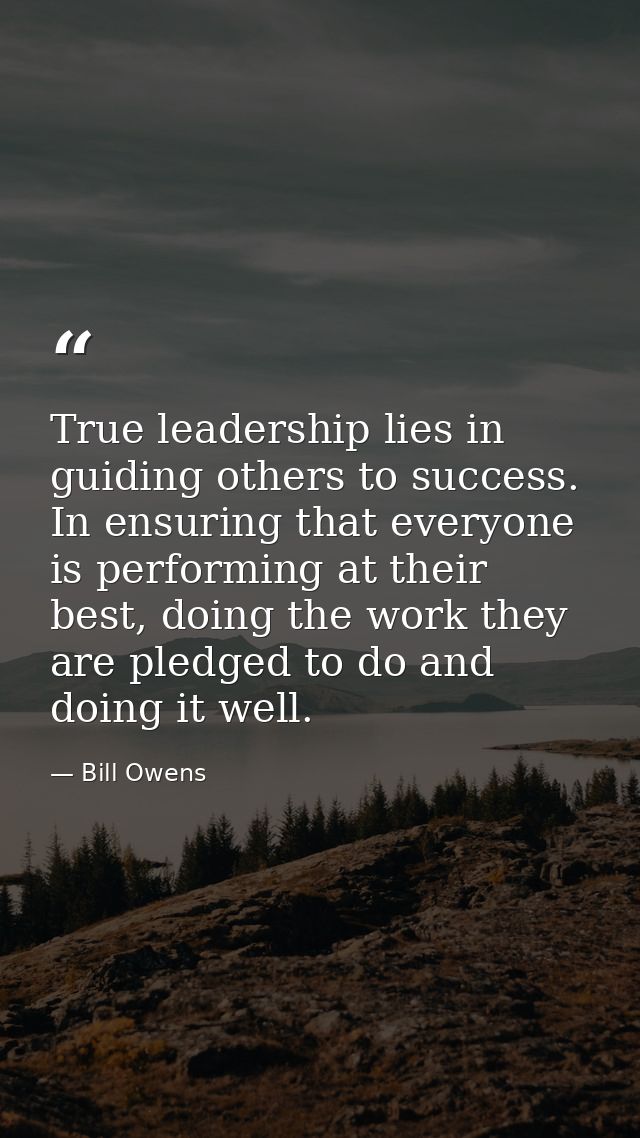 True leadership lies in guiding others to success. In ensuring that everyone is performing at their best, doing the work — Bill Owens