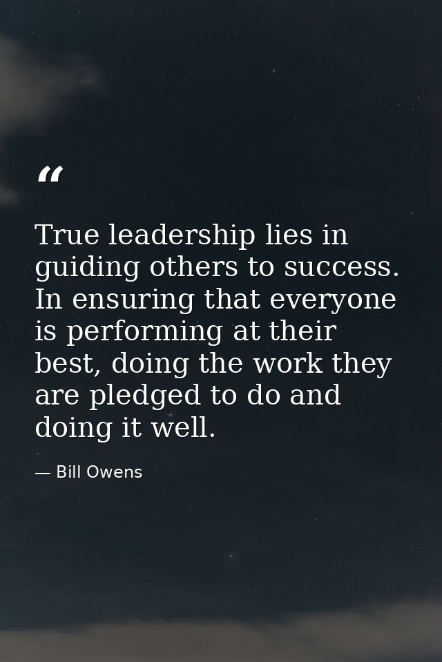 True leadership lies in guiding others to success. In ensuring that everyone is performing at their best, doing the work — Bill Owens