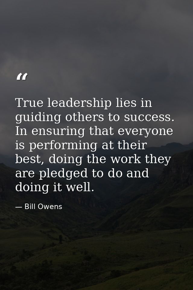 True leadership lies in guiding others to success. In ensuring that everyone is performing at their best, doing the work — Bill Owens