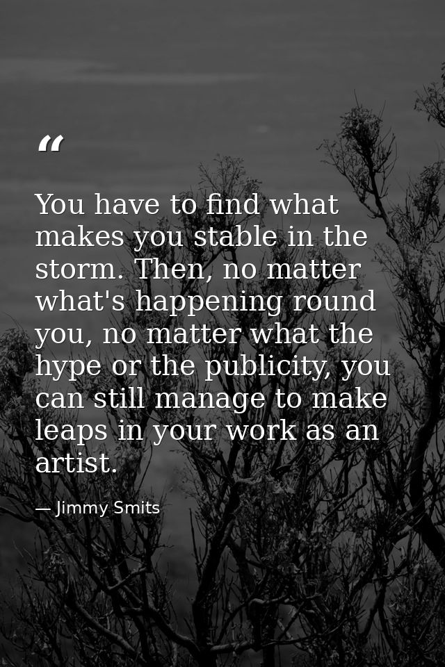 You have to find what makes you stable in the storm. Then, no matter what's happening round you, no matter what the hype — Jimmy Smits