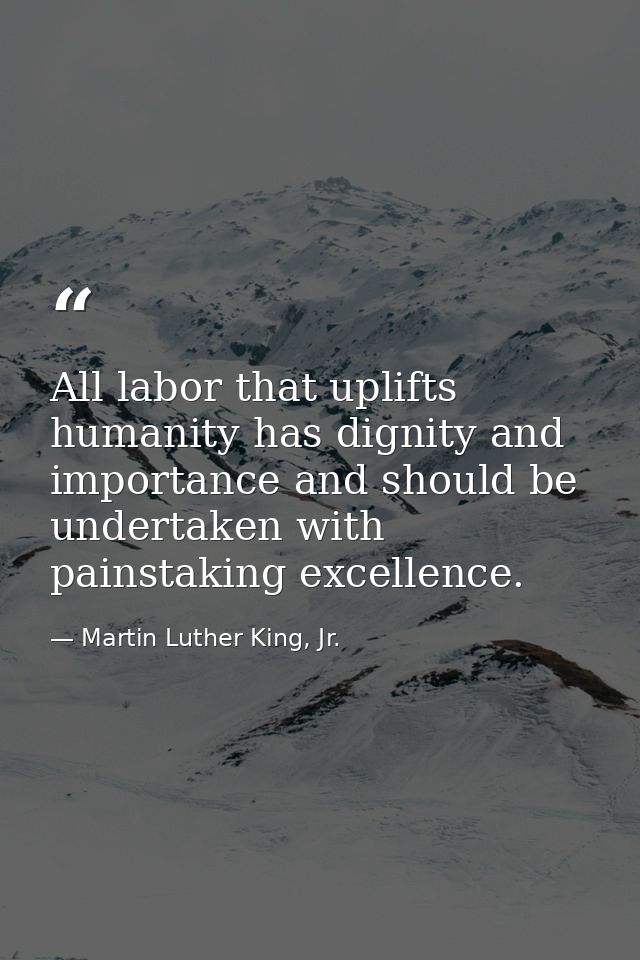 All labor that uplifts humanity has dignity and importance and should be undertaken with painstaking excellence. — Martin Luther King, Jr.