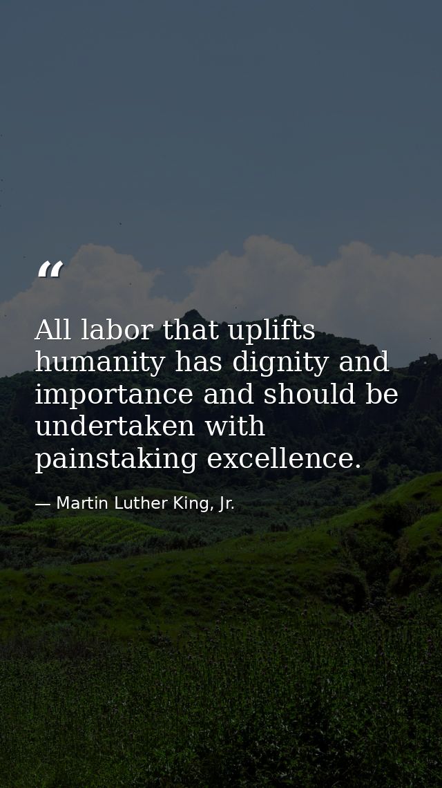 All labor that uplifts humanity has dignity and importance and should be undertaken with painstaking excellence. — Martin Luther King, Jr.