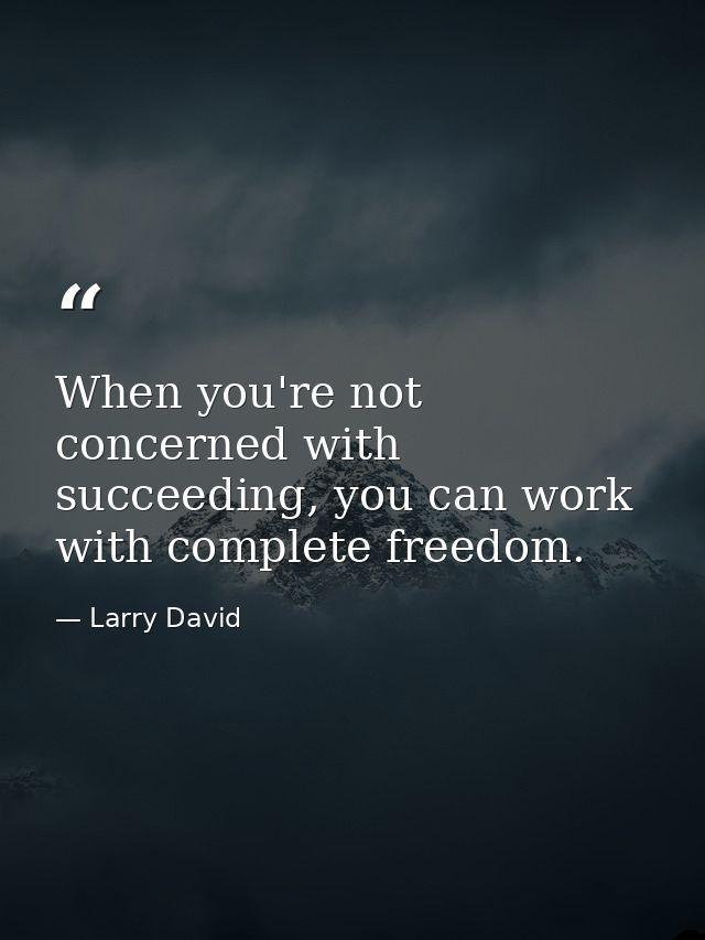 When you're not concerned with succeeding, you can work with complete freedom. — Larry David