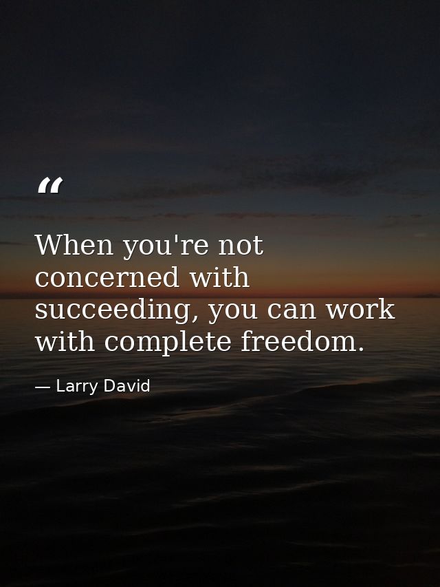 When you're not concerned with succeeding, you can work with complete freedom. — Larry David