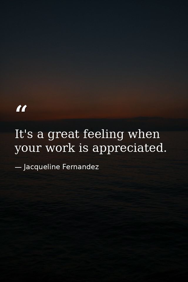It's a great feeling when your work is appreciated. — Jacqueline Fernandez