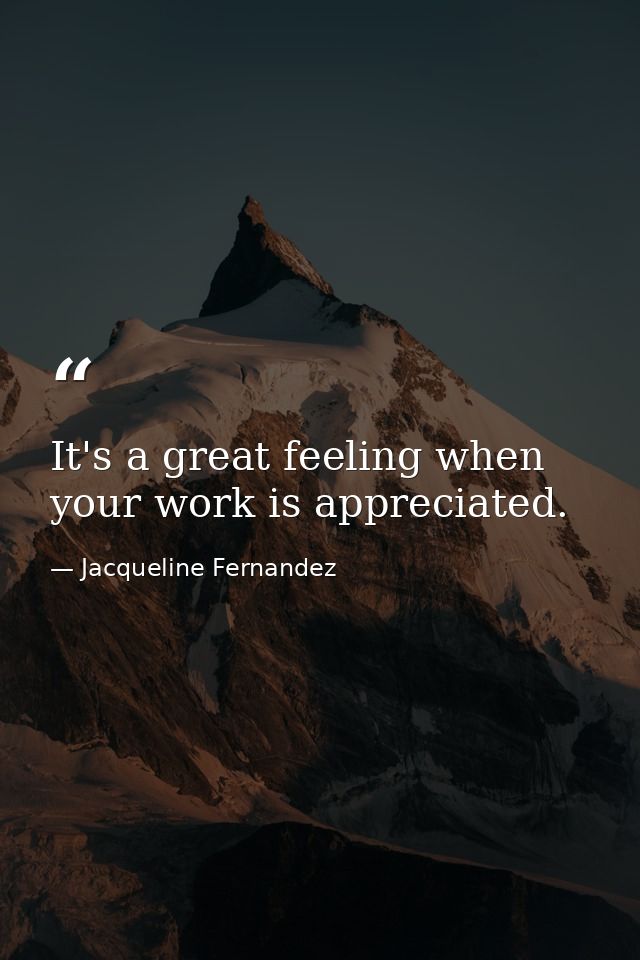 It's a great feeling when your work is appreciated. — Jacqueline Fernandez