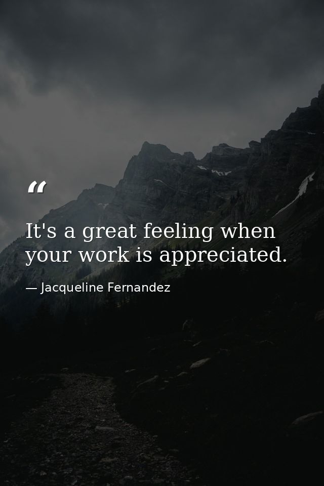 It's a great feeling when your work is appreciated. — Jacqueline Fernandez