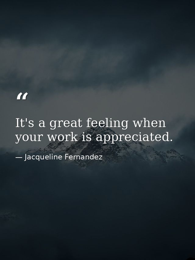 It's a great feeling when your work is appreciated. — Jacqueline Fernandez