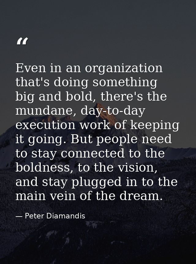 Even in an organization that's doing something big and bold, there's the mundane, day-to-day execution work of keeping i — Peter Diamandis