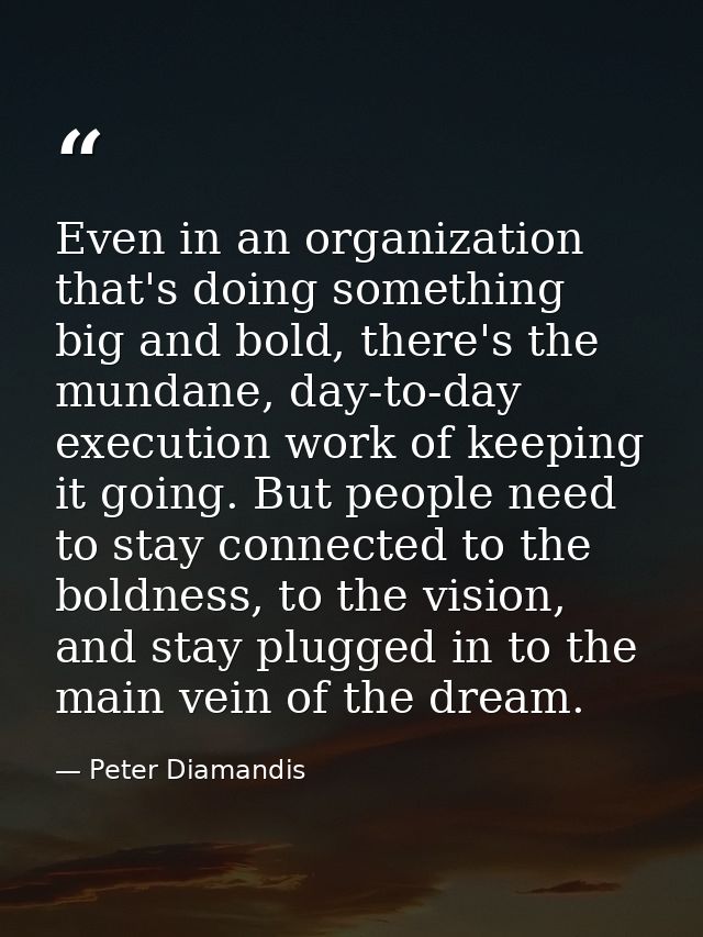 Even in an organization that's doing something big and bold, there's the mundane, day-to-day execution work of keeping i — Peter Diamandis