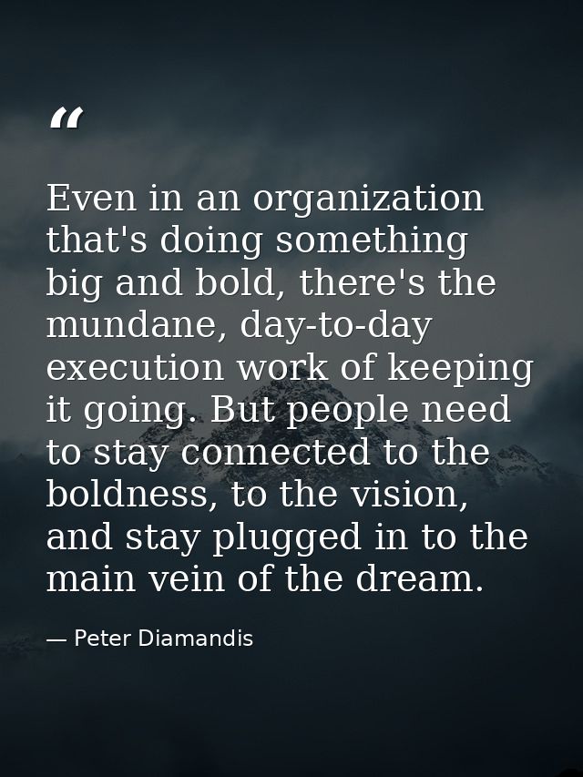 Even in an organization that's doing something big and bold, there's the mundane, day-to-day execution work of keeping i — Peter Diamandis