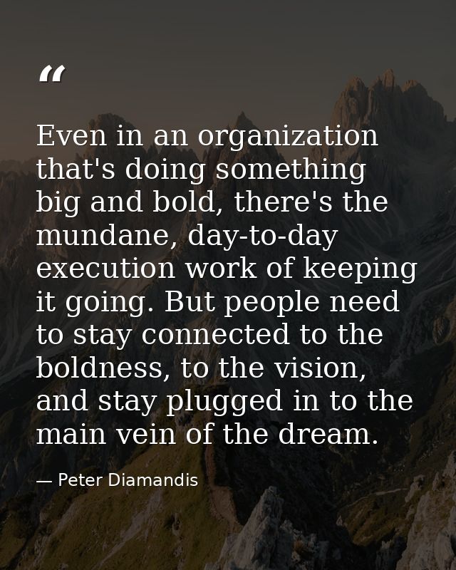 Even in an organization that's doing something big and bold, there's the mundane, day-to-day execution work of keeping i — Peter Diamandis