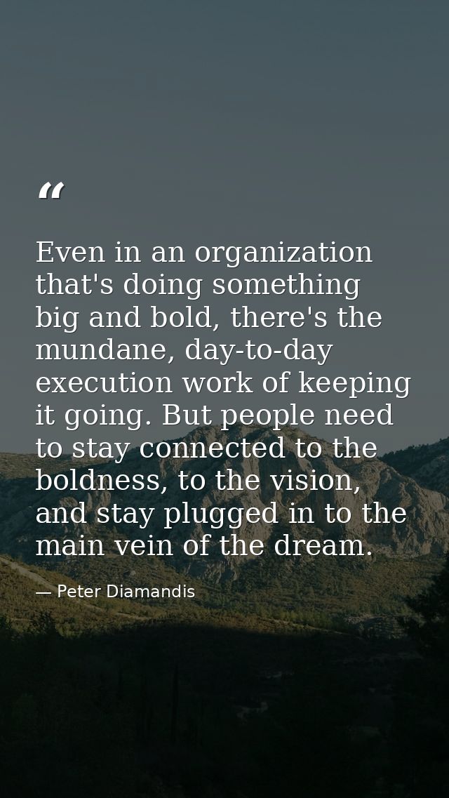 Even in an organization that's doing something big and bold, there's the mundane, day-to-day execution work of keeping i — Peter Diamandis