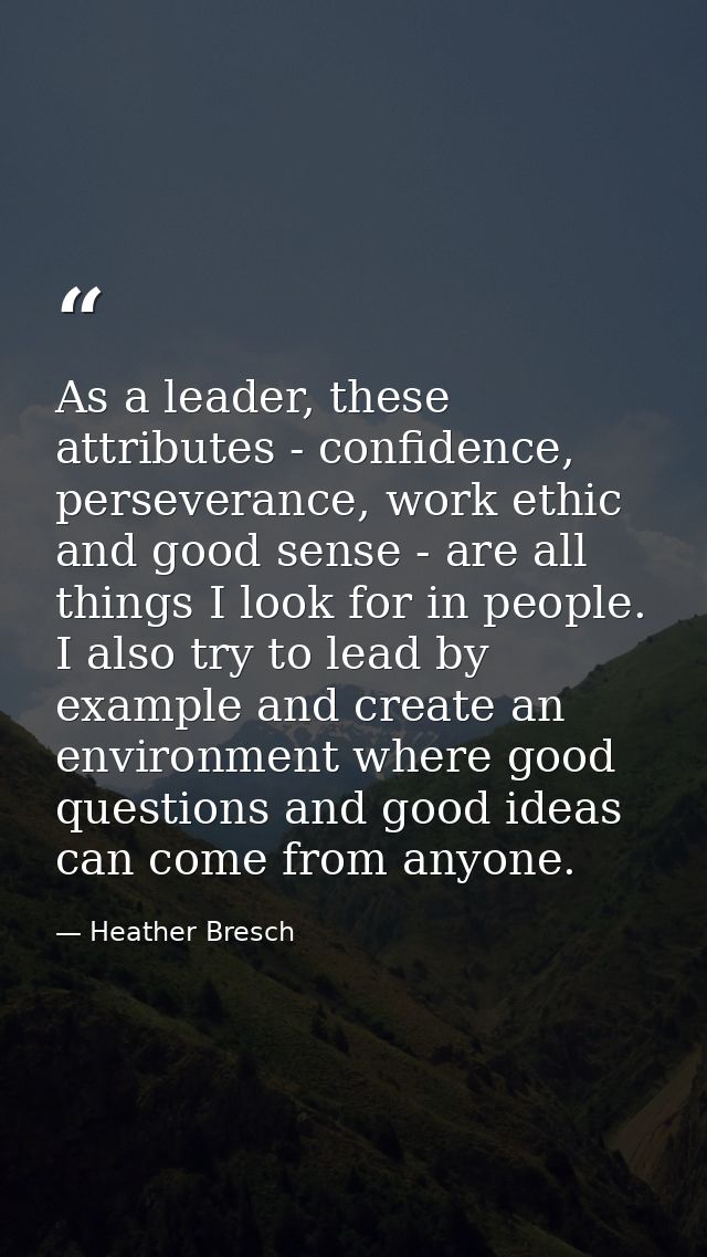 As a leader, these attributes - confidence, perseverance, work ethic and good sense - are all things I look for in peopl — Heather Bresch