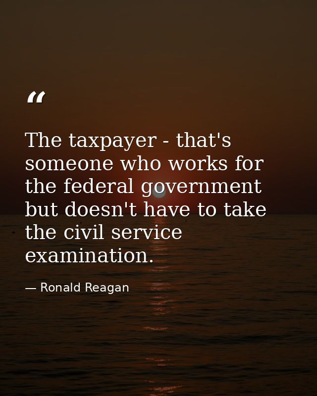 The taxpayer - that's someone who works for the federal government but doesn't have to take the civil service examinatio — Ronald Reagan