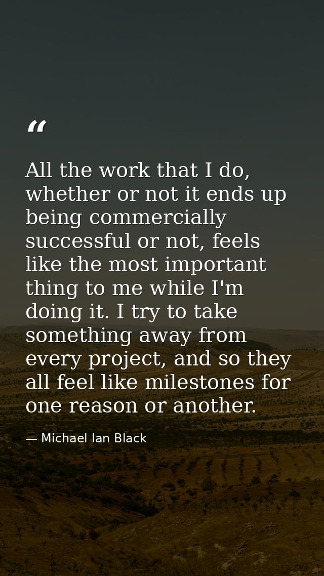 All the work that I do, whether or not it ends up being commercially successful or not, feels like the most important th — Michael Ian Black