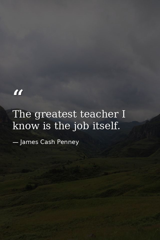 The greatest teacher I know is the job itself. — James Cash Penney