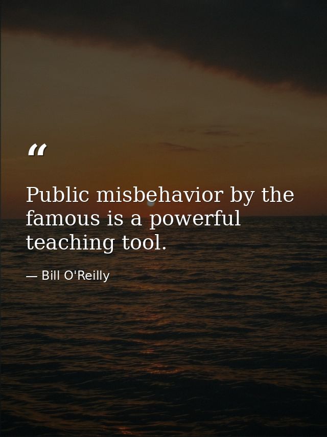 Public misbehavior by the famous is a powerful teaching tool. — Bill O'Reilly
