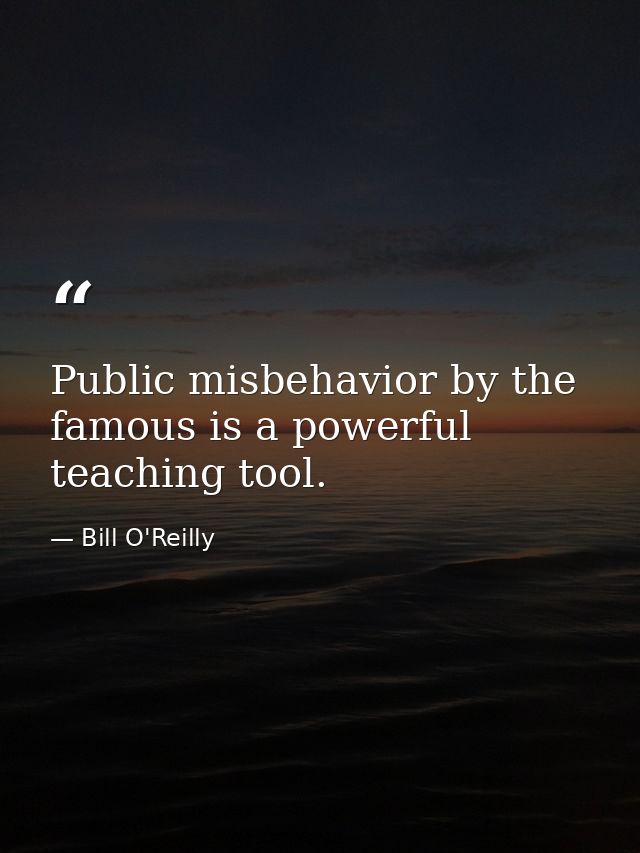 Public misbehavior by the famous is a powerful teaching tool. — Bill O'Reilly