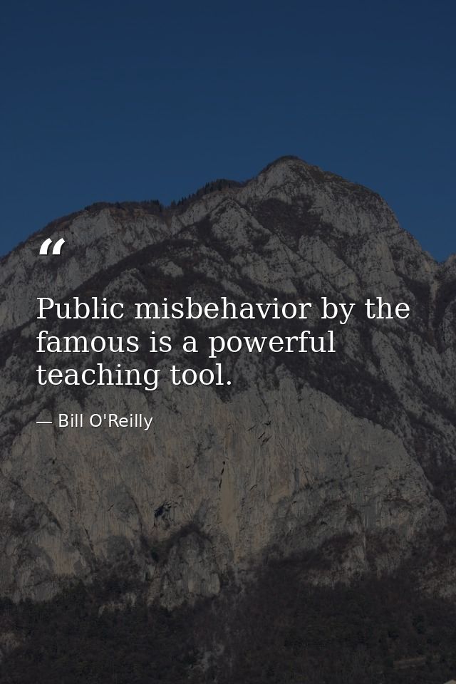 Public misbehavior by the famous is a powerful teaching tool. — Bill O'Reilly
