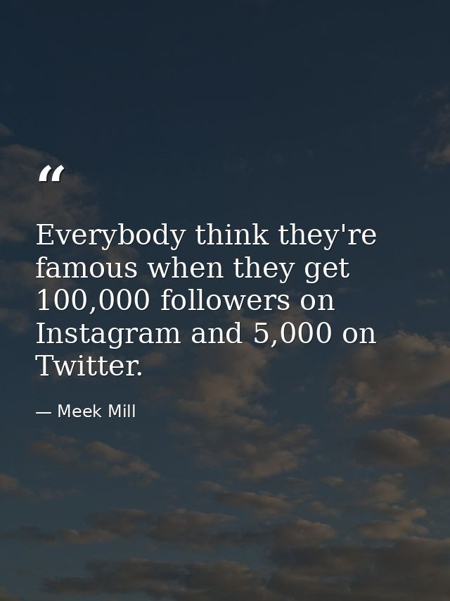 Everybody think they're famous when they get 100,000 followers on Instagram and 5,000 on Twitter. — Meek Mill