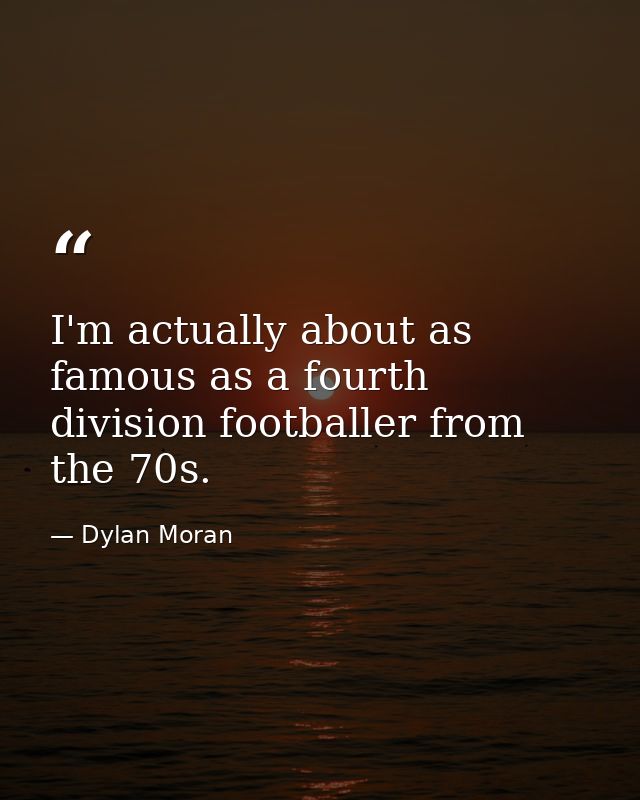 I'm actually about as famous as a fourth division footballer from the 70s. — Dylan Moran