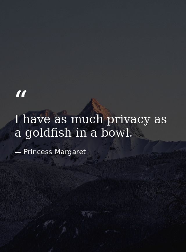 I have as much privacy as a goldfish in a bowl. — Princess Margaret