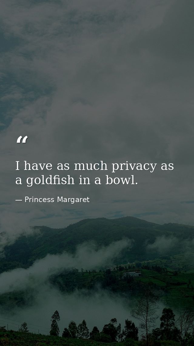 I have as much privacy as a goldfish in a bowl. — Princess Margaret