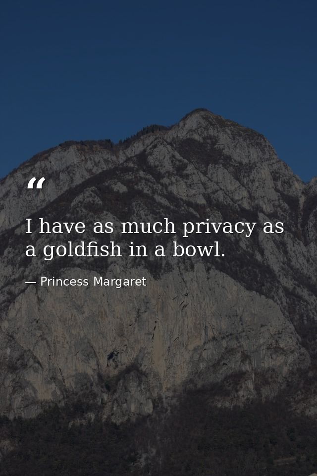 I have as much privacy as a goldfish in a bowl. — Princess Margaret