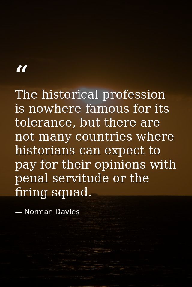 The historical profession is nowhere famous for its tolerance, but there are not many countries where historians can exp — Norman Davies