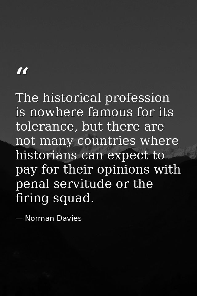 The historical profession is nowhere famous for its tolerance, but there are not many countries where historians can exp — Norman Davies