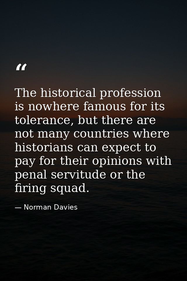 The historical profession is nowhere famous for its tolerance, but there are not many countries where historians can exp — Norman Davies