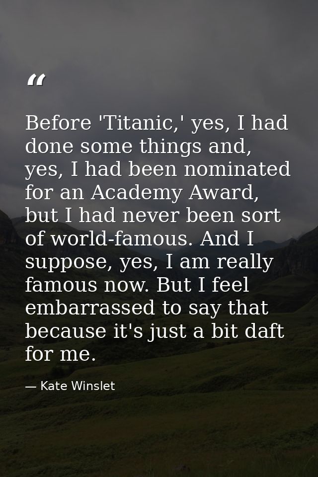 Before 'Titanic,' yes, I had done some things and, yes, I had been nominated for an Academy Award, but I had never been  — Kate Winslet