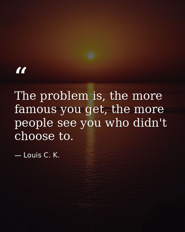 The problem is, the more famous you get, the more people see you who didn't choose to. — Louis C. K.