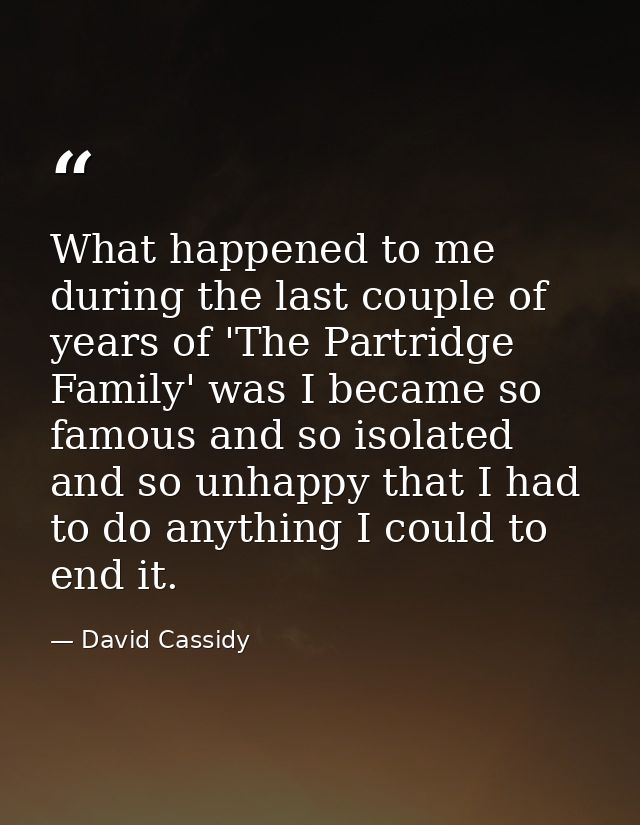 What happened to me during the last couple of years of 'The Partridge Family' was I became so famous and so isolated and — David Cassidy