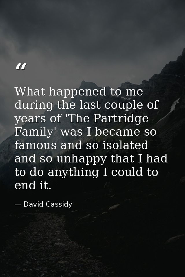 What happened to me during the last couple of years of 'The Partridge Family' was I became so famous and so isolated and — David Cassidy