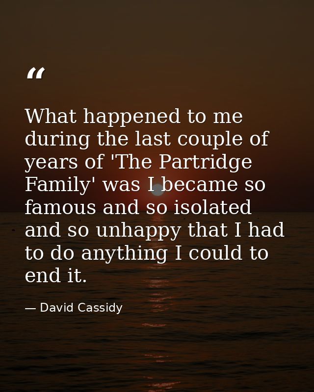What happened to me during the last couple of years of 'The Partridge Family' was I became so famous and so isolated and — David Cassidy