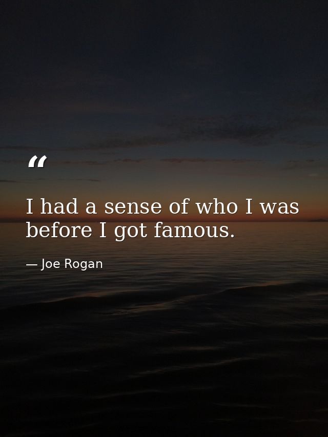 I had a sense of who I was before I got famous. — Joe Rogan