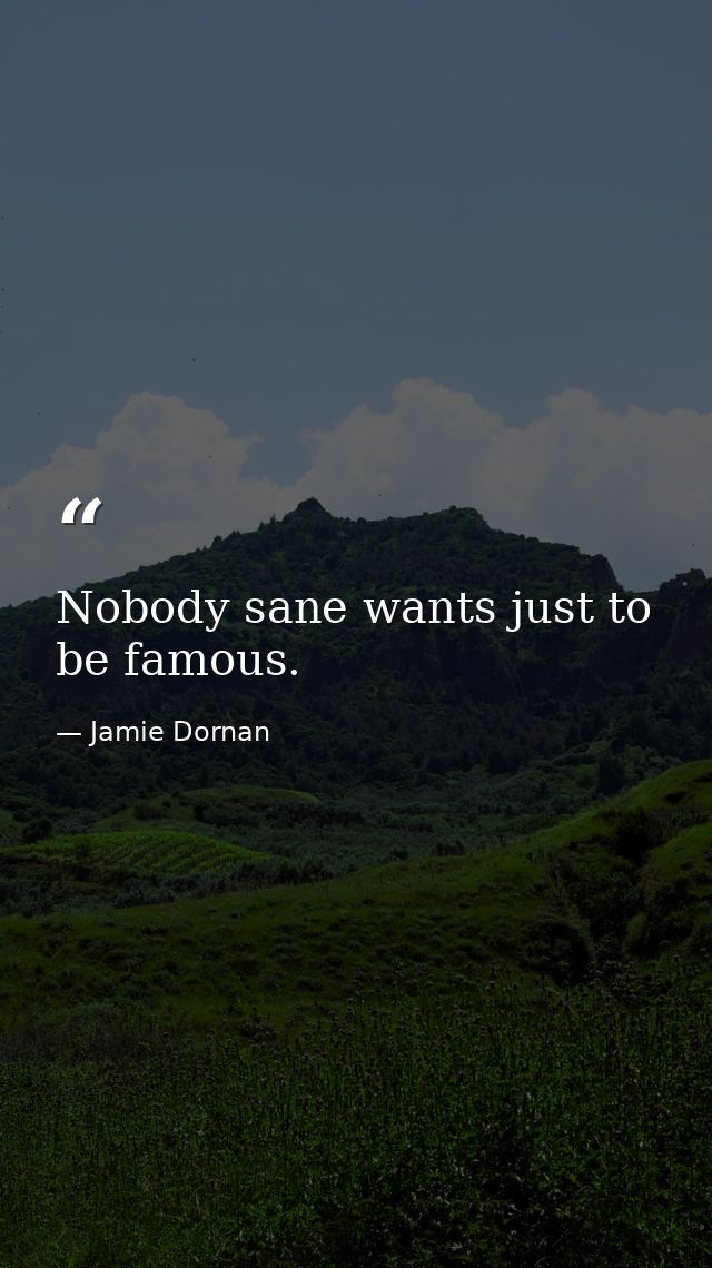 Nobody sane wants just to be famous. — Jamie Dornan