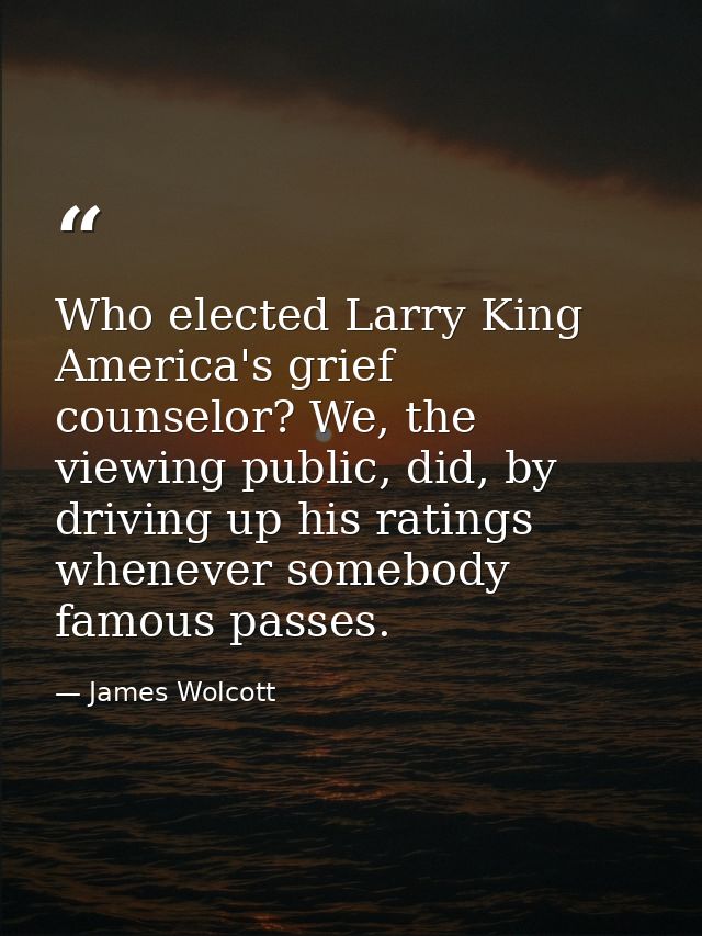 Who elected Larry King America's grief counselor? We, the viewing public, did, by driving up his ratings whenever somebo — James Wolcott