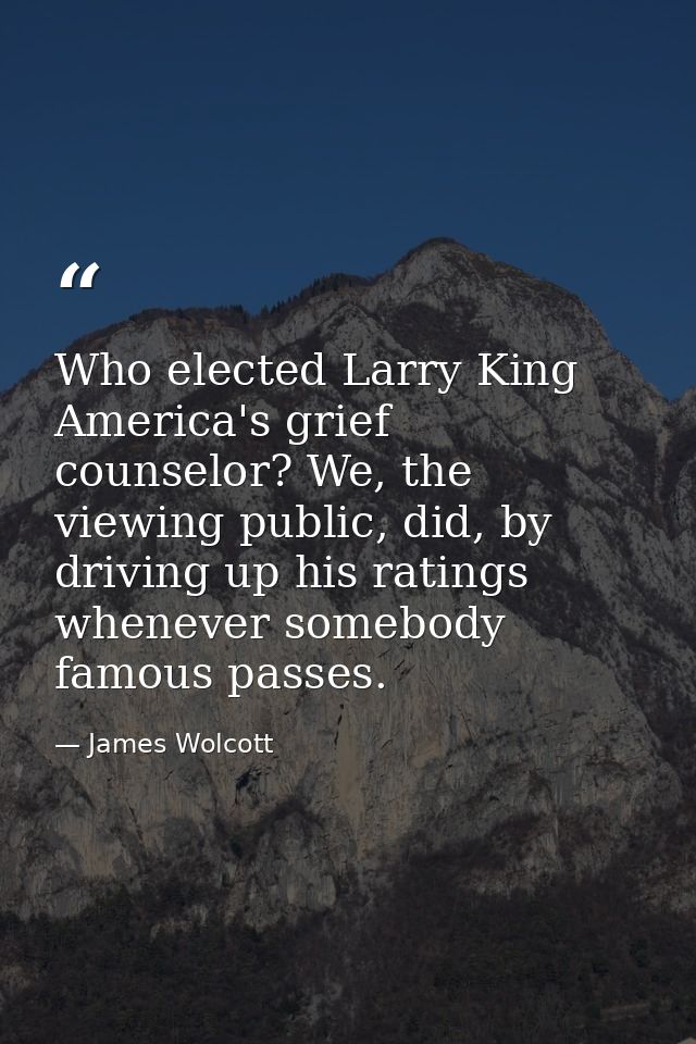 Who elected Larry King America's grief counselor? We, the viewing public, did, by driving up his ratings whenever somebo — James Wolcott