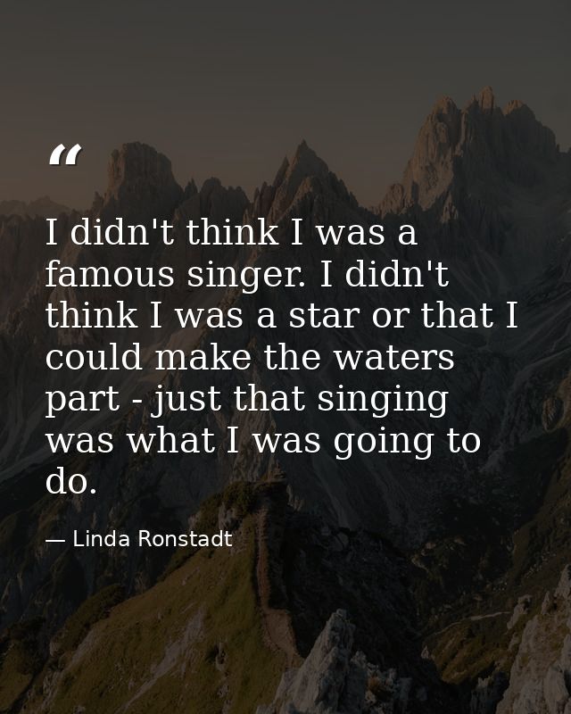 I didn't think I was a famous singer. I didn't think I was a star or that I could make the waters part - just that singi — Linda Ronstadt