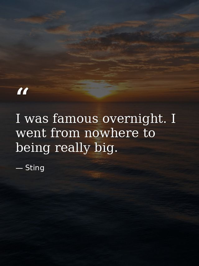 I was famous overnight. I went from nowhere to being really big. — Sting