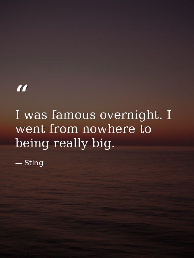 I was famous overnight. I went from nowhere to being really big. — Sting