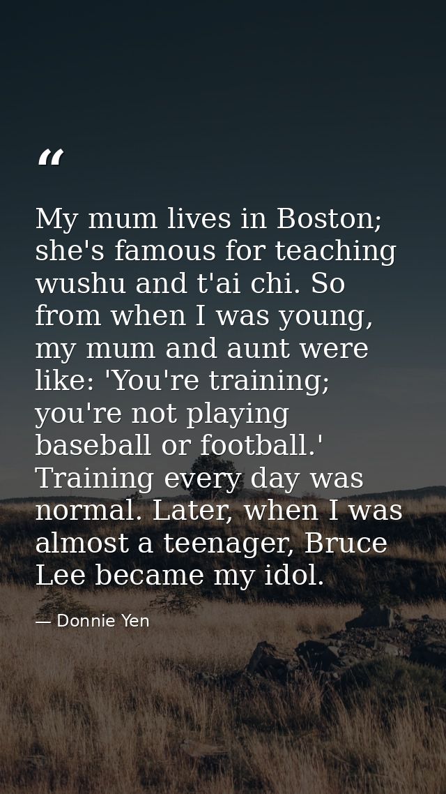 My mum lives in Boston; she's famous for teaching wushu and t'ai chi. So from when I was young, my mum and aunt were lik — Donnie Yen