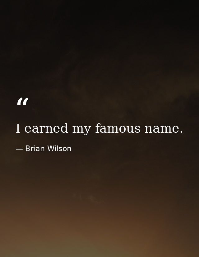 I earned my famous name. — Brian Wilson