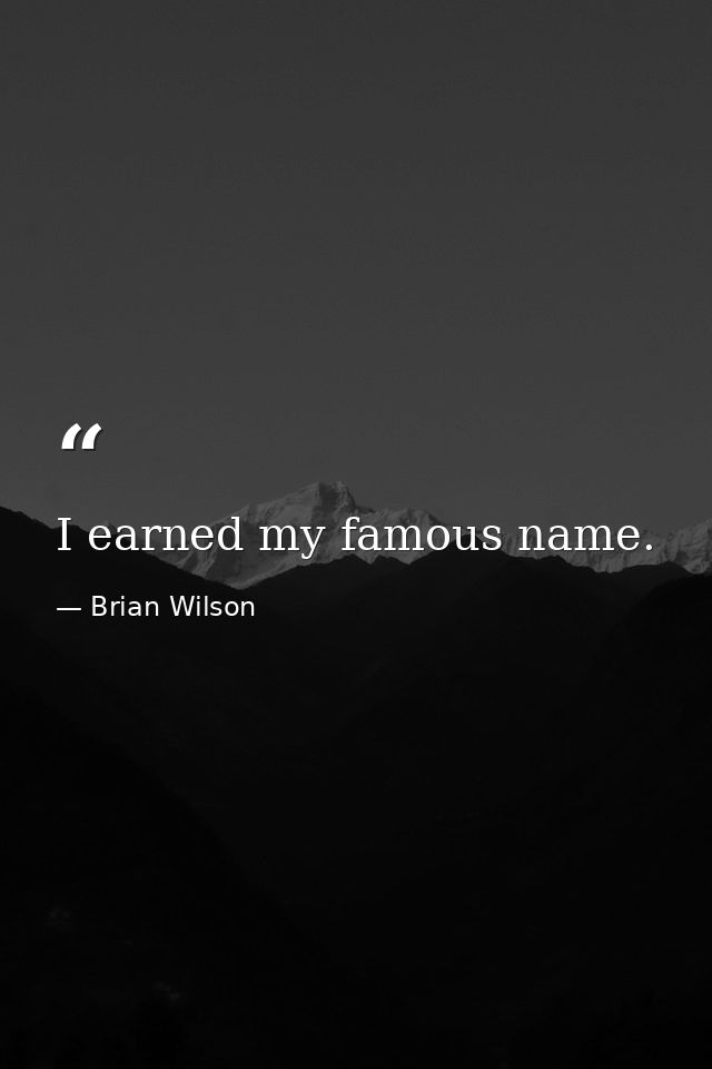 I earned my famous name. — Brian Wilson