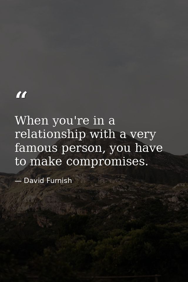 When you're in a relationship with a very famous person, you have to make compromises. — David Furnish