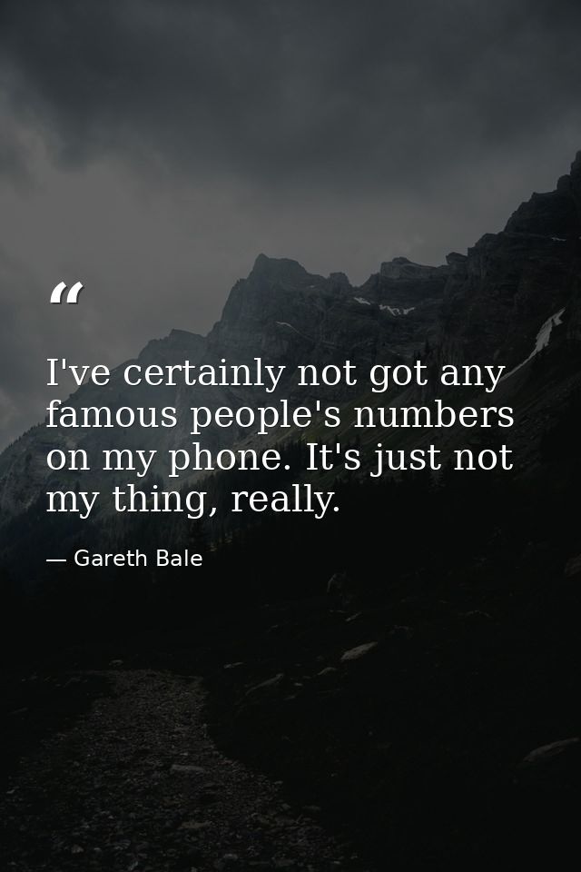 I've certainly not got any famous people's numbers on my phone. It's just not my thing, really. — Gareth Bale